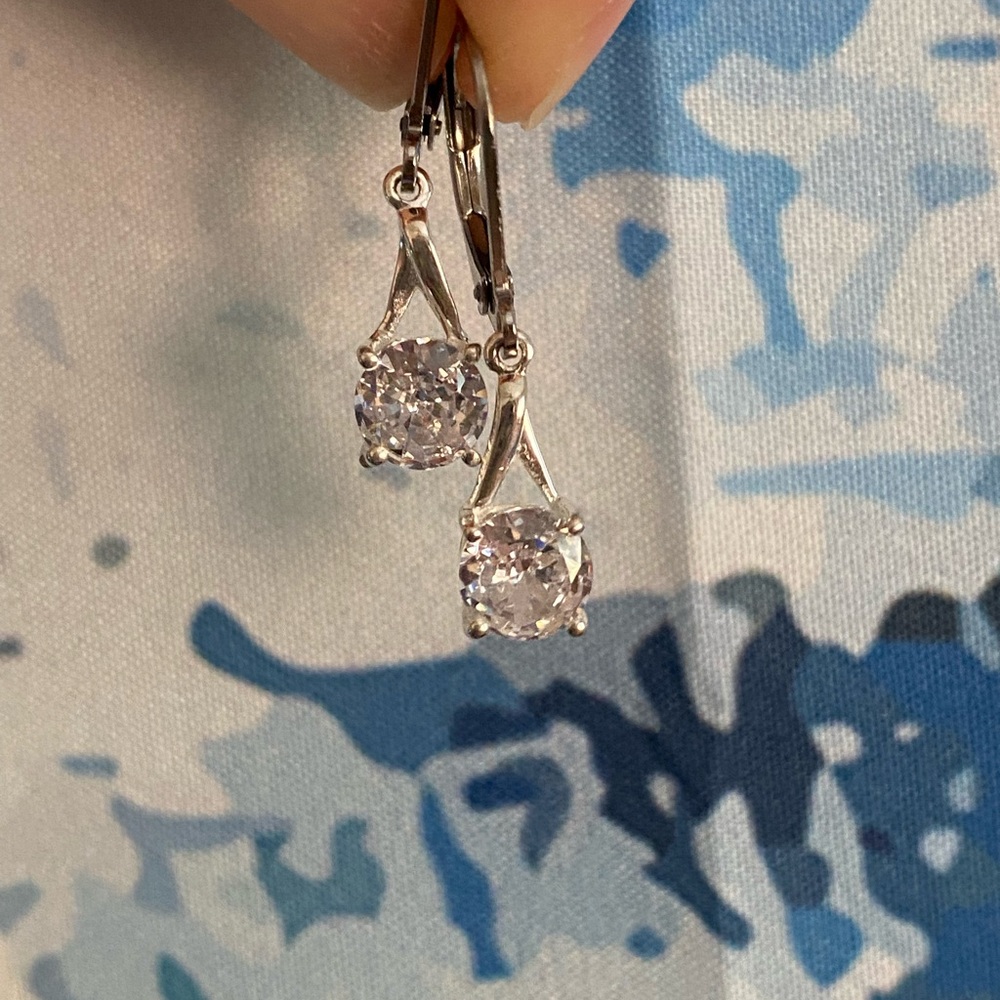 Beautiful Simulated Diamond Silver Drop Earrings